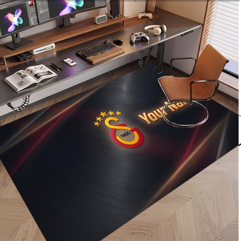 Personalized Crystal Velvet Carpet Galatasaray FC Pattern Non Slip Floor Rug