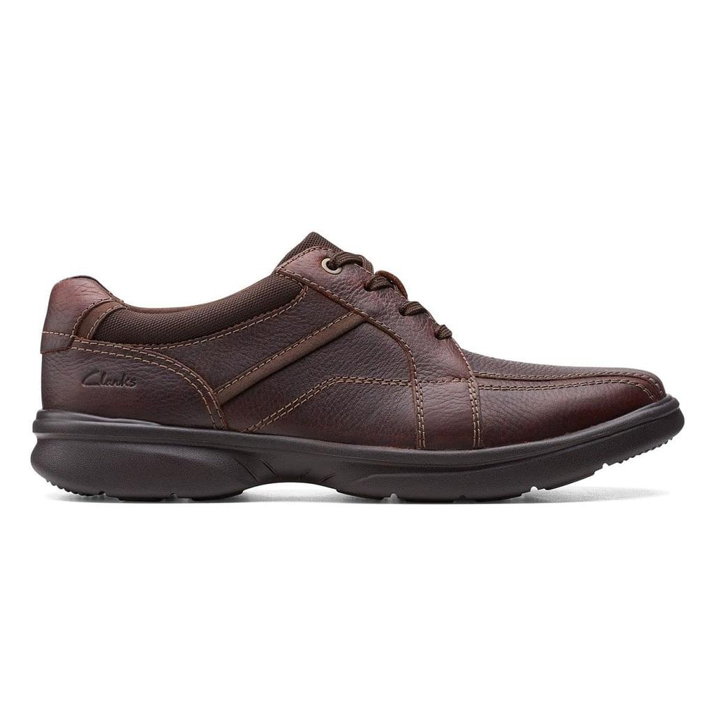 Clarks Bradley Walk Men's Brown Tumbled Leather Lace-Up Shoes, Size 26.0 cm