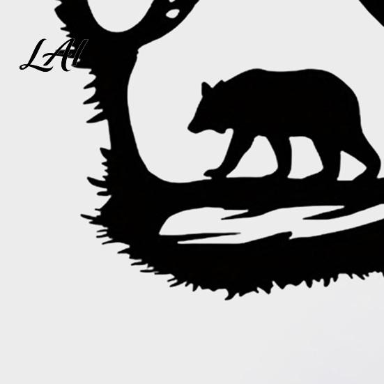 Large Brown Bear Wall Sculpture Metal Hollow Out Art Rustic Forest Landscape Hanging with Paw Nature Inspired Home Ornament Prints Iron Sign