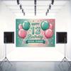 2D Official Teenager 13th Birthday Backdrop, Teal Pink Party Photography Background Cloth