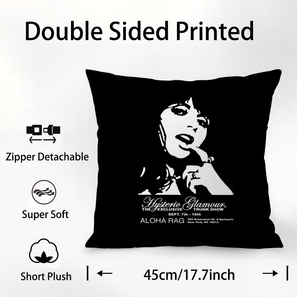 H-Hysterics G-Glamour Pillow Case Plush Fabric Soft Double Sided Print Sofa Cushion Cover Throw Pillow Covers