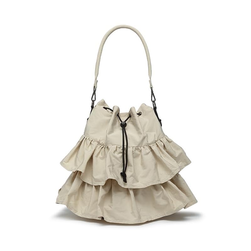 

[Guscio Italy] frills 2WAY tote bag purse casual outfit lightweight crossbody bag sub bag ladies fashion italy 12-1134 (ivory)