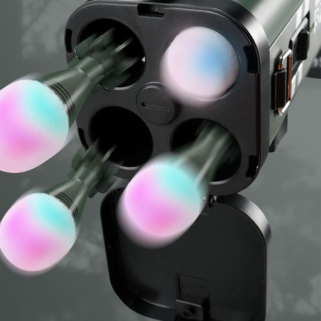 RPG Quadruple Toy Rocket Launcher Shooting Soft Bullet Weapo Children Outdoor Game Fake Gun Toy For Birthday Gifts Movie Props