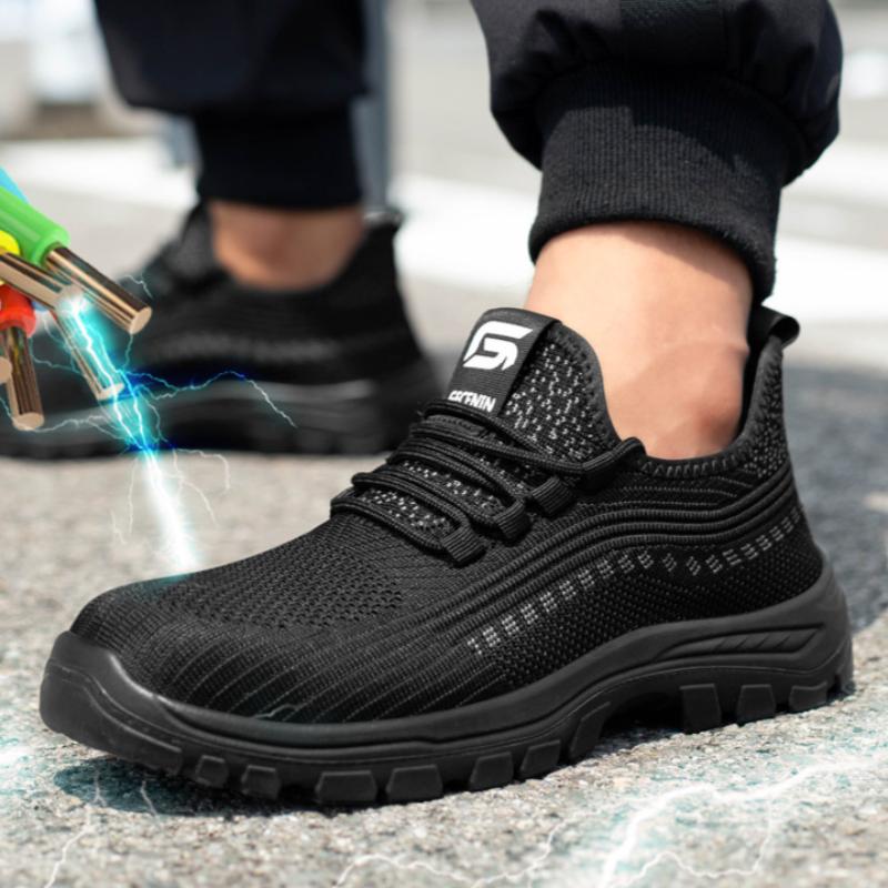Herren Fliegengewebte Arbeitsschuhe Anti-Quetsch- und Durchtrittssicher Verschleißfest Bequem Atmungsaktiv Sportliche Arbeitsschuhe