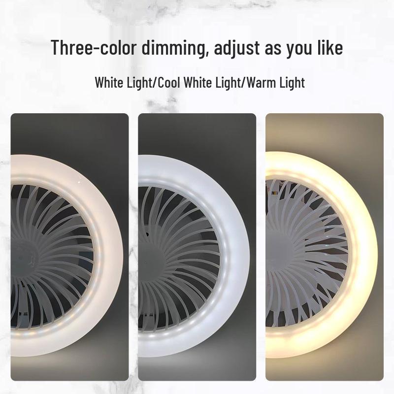 Portable Camping Ceiling Fan with Super Bright Light, USB Rechargeable, Three-Color Dimming, and Powerful Wind.