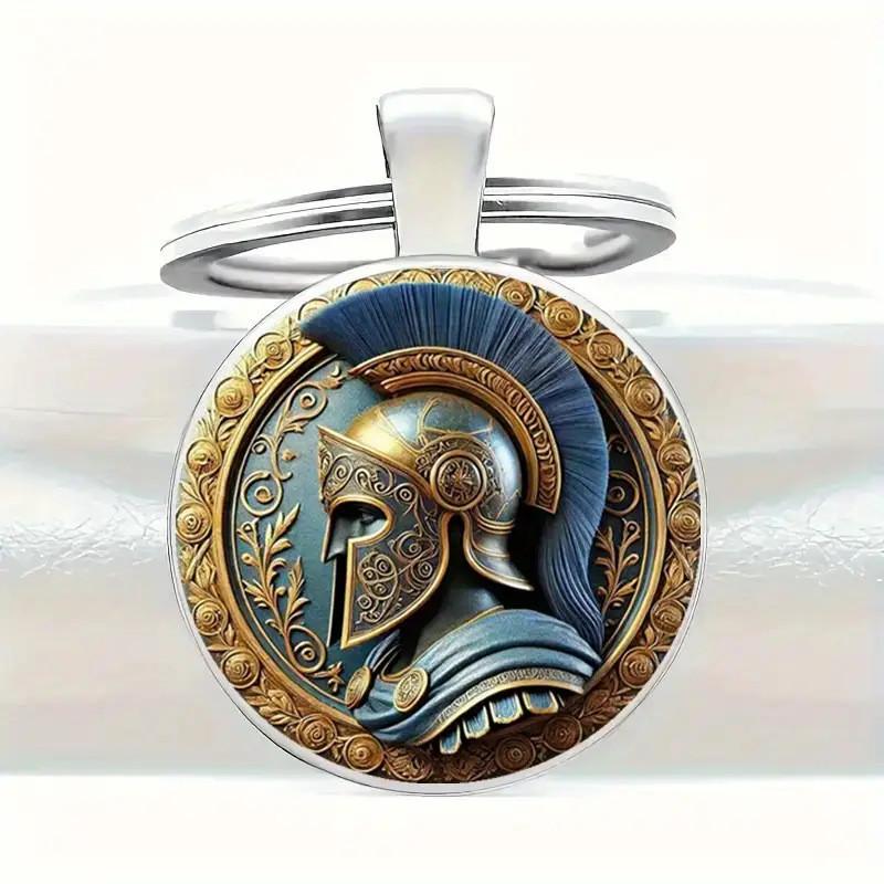 Roman Warrior Helmet Glass Alloy Keychain With Modern Minimalist Look For Party Favor