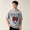 Unisex Cotton Tshirt Monster Face Glasses Cartoon Print O Neck Short Sleeve Streetwear Unisexs Casual Tee Top