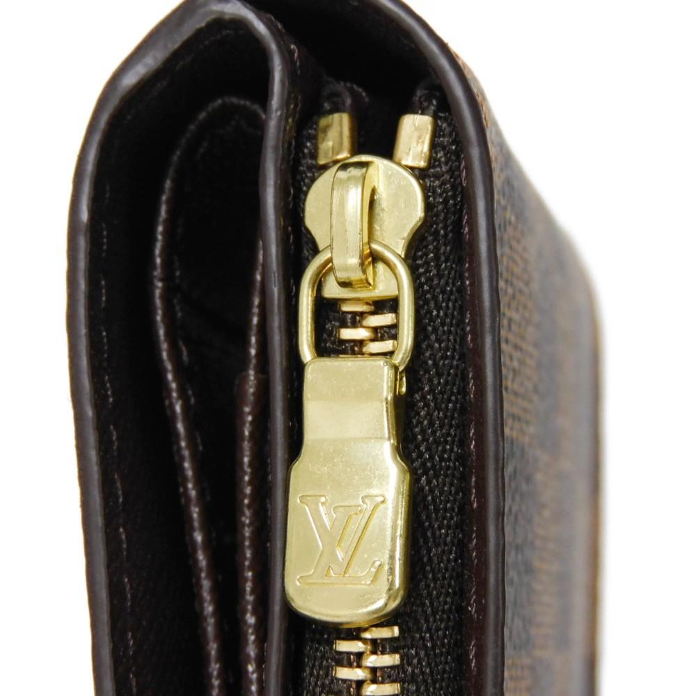 Used Damier Compact Zip Billfold Card Case with Brown Snap Button, 12564, and Coin Purse (N61668 7941 Logo) from Japan