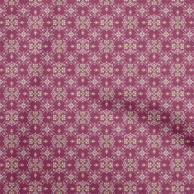 Cotton Flex Dark Magenta Fabric Asian Ornamental Tile Sewing Material Print Fabric By The Yard 40 Inch