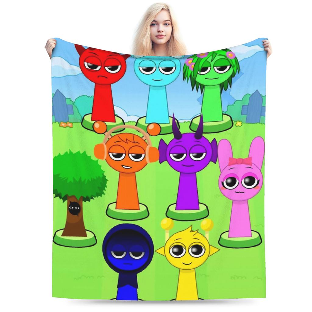 Cartoon Sprunki Music Game Blanket Fleece Soft Throw Blanket for Bedding Couch Bed Rug
