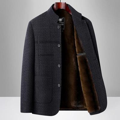 2025 Bestselling Dad Style Woolen Coat: Thick Chenille Stand-Up Collar Jacket for Middle-Aged & Elderly, Autumn/Winter Collection