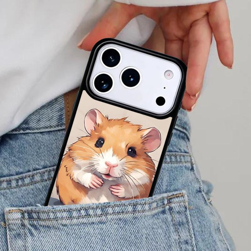 Cute Lovely Pet Hamster Phone Case for iPhone 16e 15 14 13 12 17 Pro Max Plus Air 17pro Cover Coque