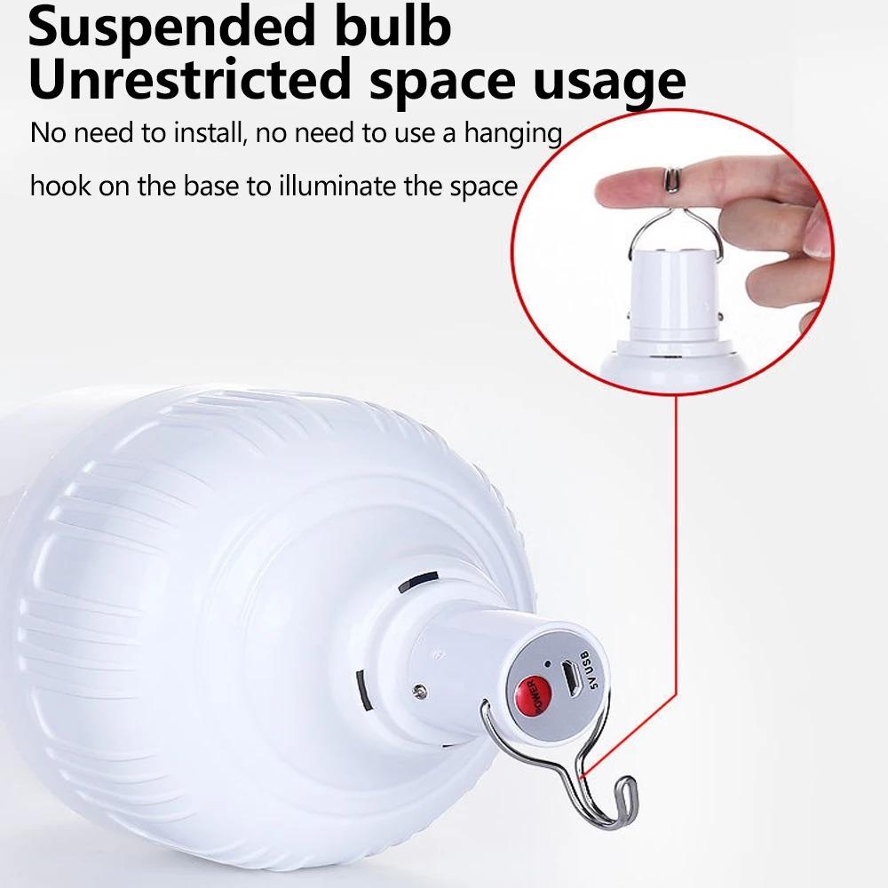 USB Rechargeable LED Emergency Light Portable Lantern for Power Outage Outdoor Light Bulb Hiking BBQ Camping Light Flashlight