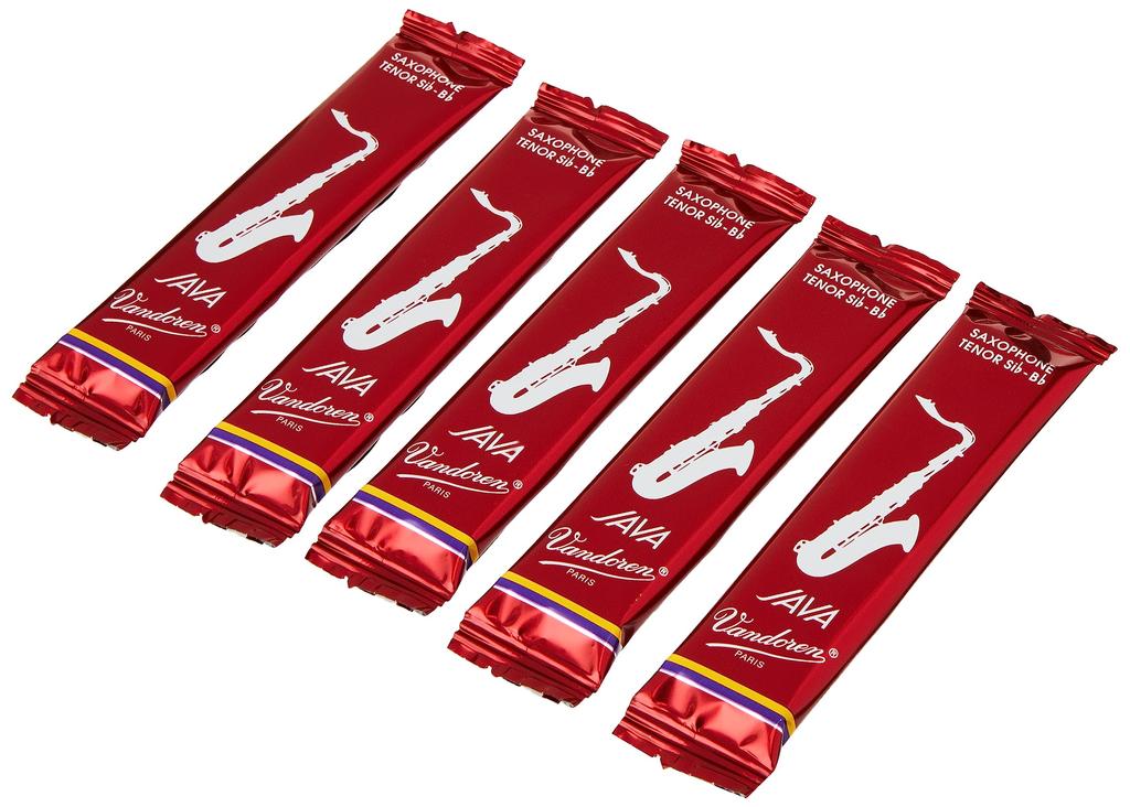 Vandoren Java Filed Red Cut Tenor Saxophone Reeds, 2-12 Hardness (Pack of 5)