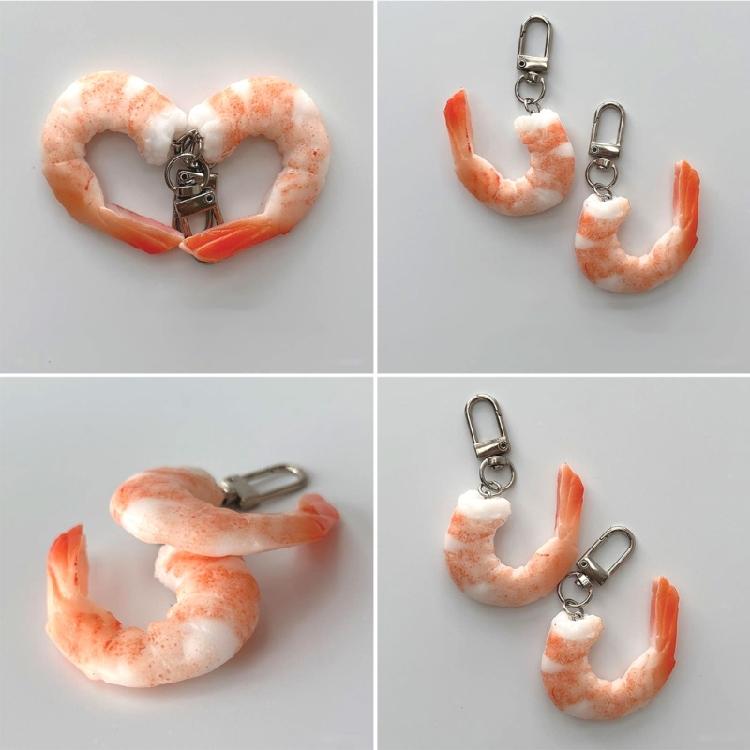 Imitation Shrimp Key Chain Creative Food Keyring Funny Scene Bag Hangings Decor