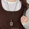 Vintage Brown Tiger Eye Stone Pendant Necklace For Women Fashion Long Rope Sweater Chain Necklaces