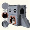 Two-Story Felt Cat Villa with Stairs - All-Season Semi-Enclosed Indoor Cat House