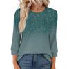 Women's Fashion Casual Round Neck 3/4 Sleeve Loose  Printed T-Shirt Ladies Top