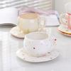 Korean Ins Style Ceramic Mug High Value, Afternoon Tea Cup Hand-painted Girl Cute Hand-squeezed Coffee Cup Saucer