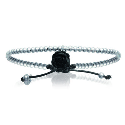 [I9117] - Silver Bracelet 'Rose Noire' Black Silver - 13 Mm