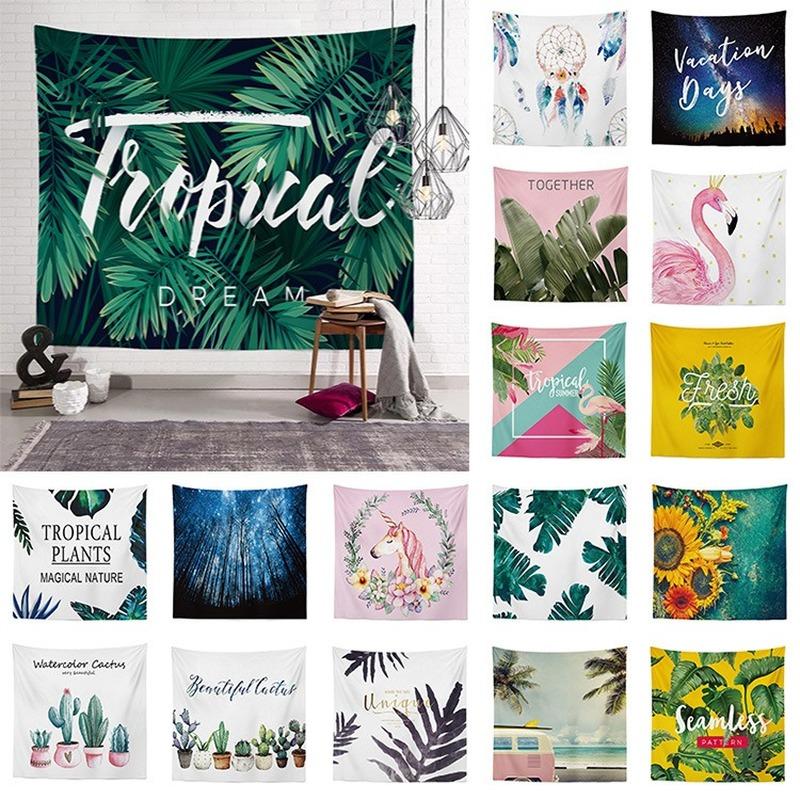 Wandteppich mit tropischen Pflanzen, Palmblättern, für den Sommer, Grünpflanzen, Party für die Inneneinrichtung, Ästhetik, Wandteppich mit Blättern