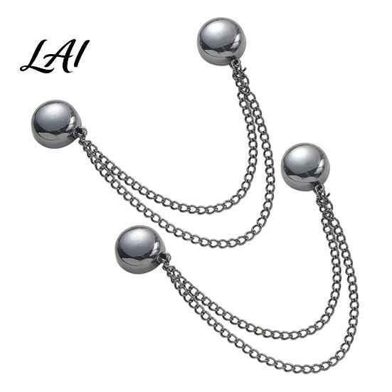 Hosenbein-Klammern 2 Stück Magnetische Kleiderklammer zum Kürzen von Beinen Knopfklammer Längenkürzer Hemdsärmel Säume Kleidung Dekorativ mit Kette
