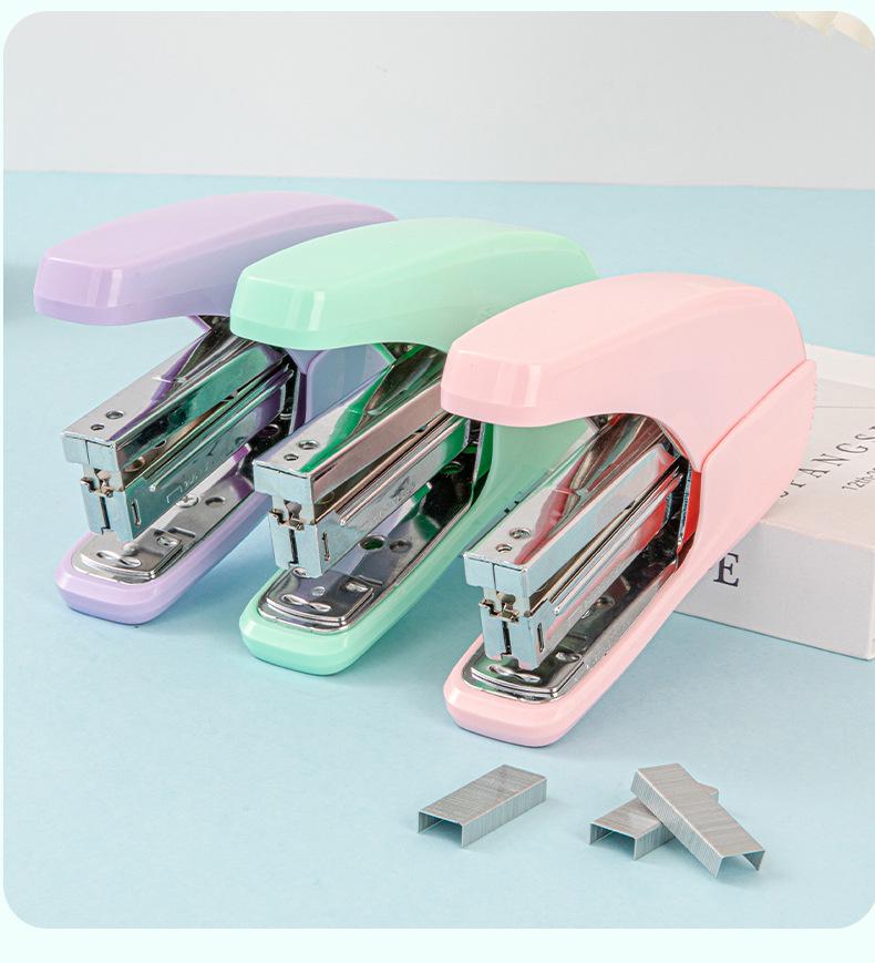 Medium-Size Effort-Saving Mini No. 10 Stapler, Macaron Color, Binds 20 Pages, Suitable for 24/6 Staples.