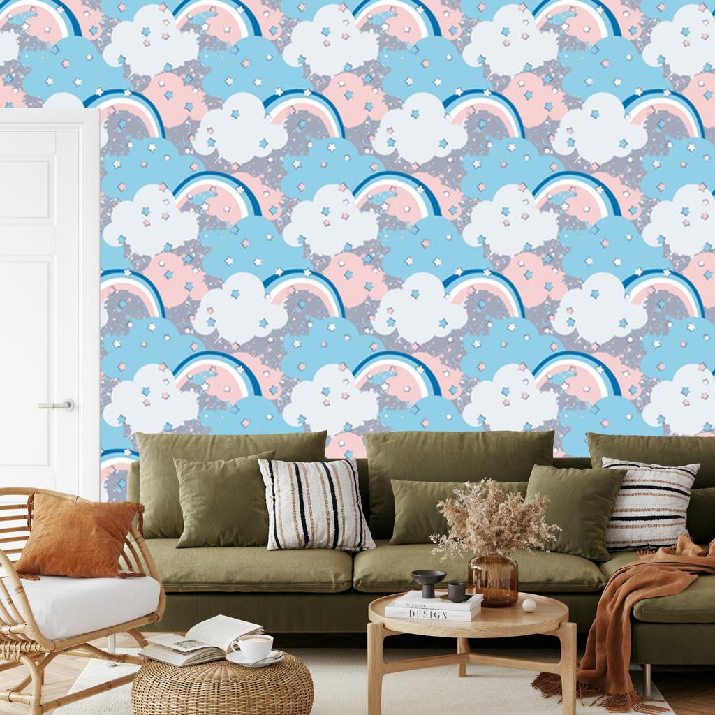Rainbows from the clouds wallpaper for living room and bedroom 50x1000