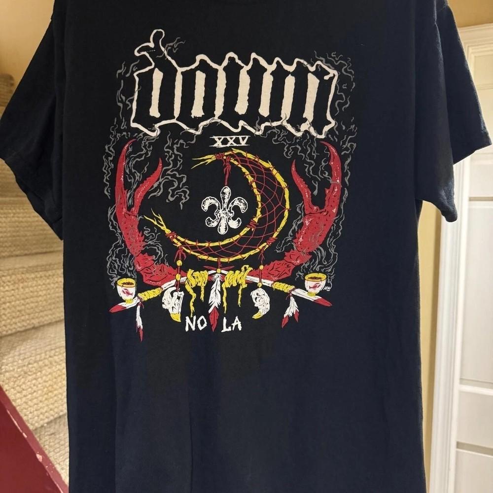 Vintage style Down rock music band tour short sleeve black color shirt S5XL XXXXL