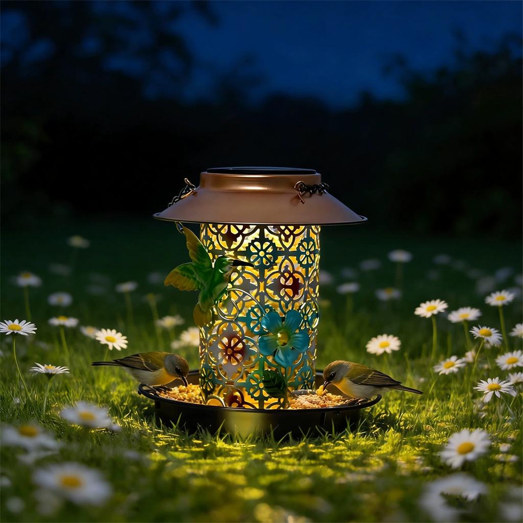 Wrought Iron Bird Feeder, Openwork Projection Pendant Light, Bird Feeder Chandelier, Hanging Garden Decorative Ambient Light