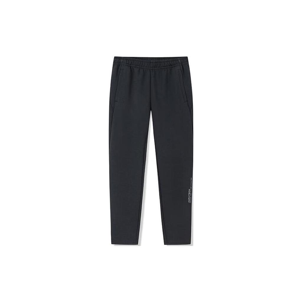 Anta Training Series Solid Color Letter Detail Casual Sports Long Pants Men Bottoms Black 152317315-1
