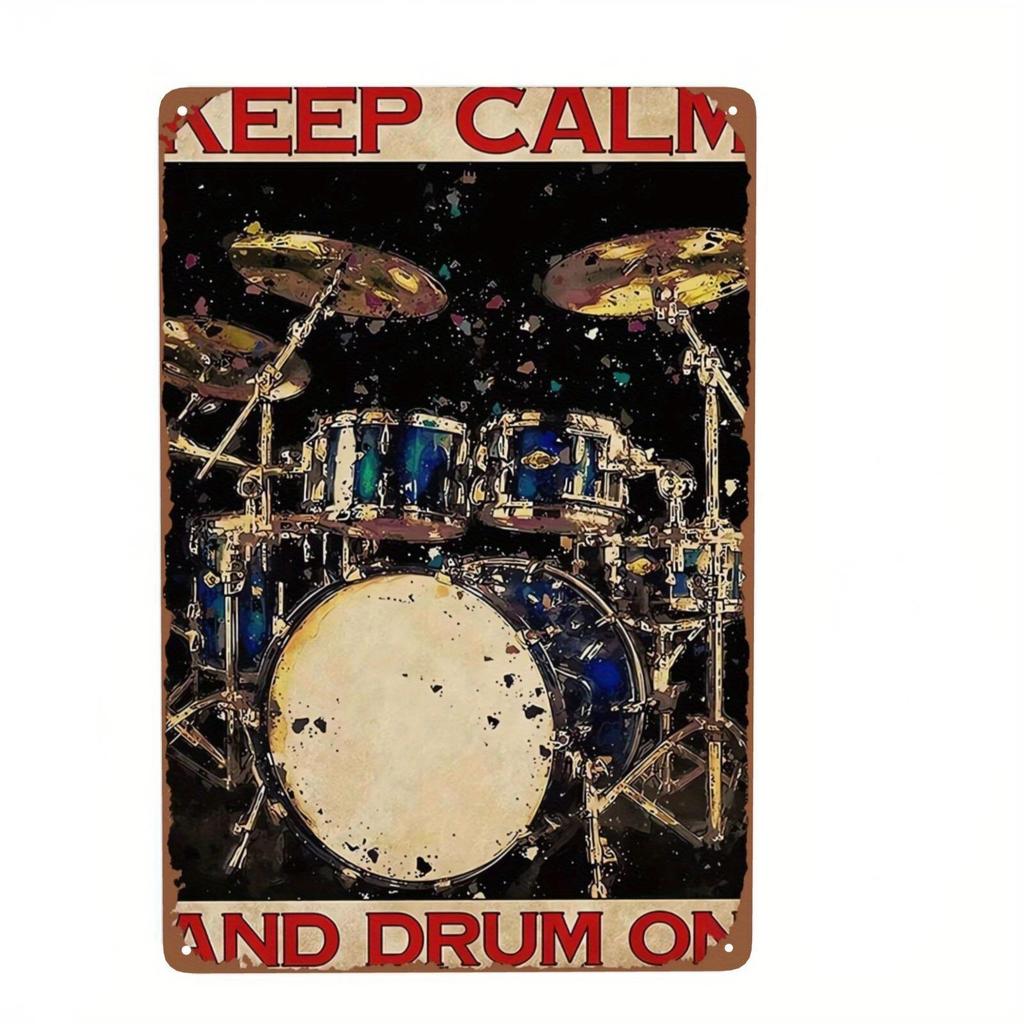 Vintage Schlagzeuger Anhänger Metall Blechposter Schlagzeug Metall Blechschild Poster Platte für Schlagzeuger Café Garage Fitnessstudio oder Boxclub Dekor