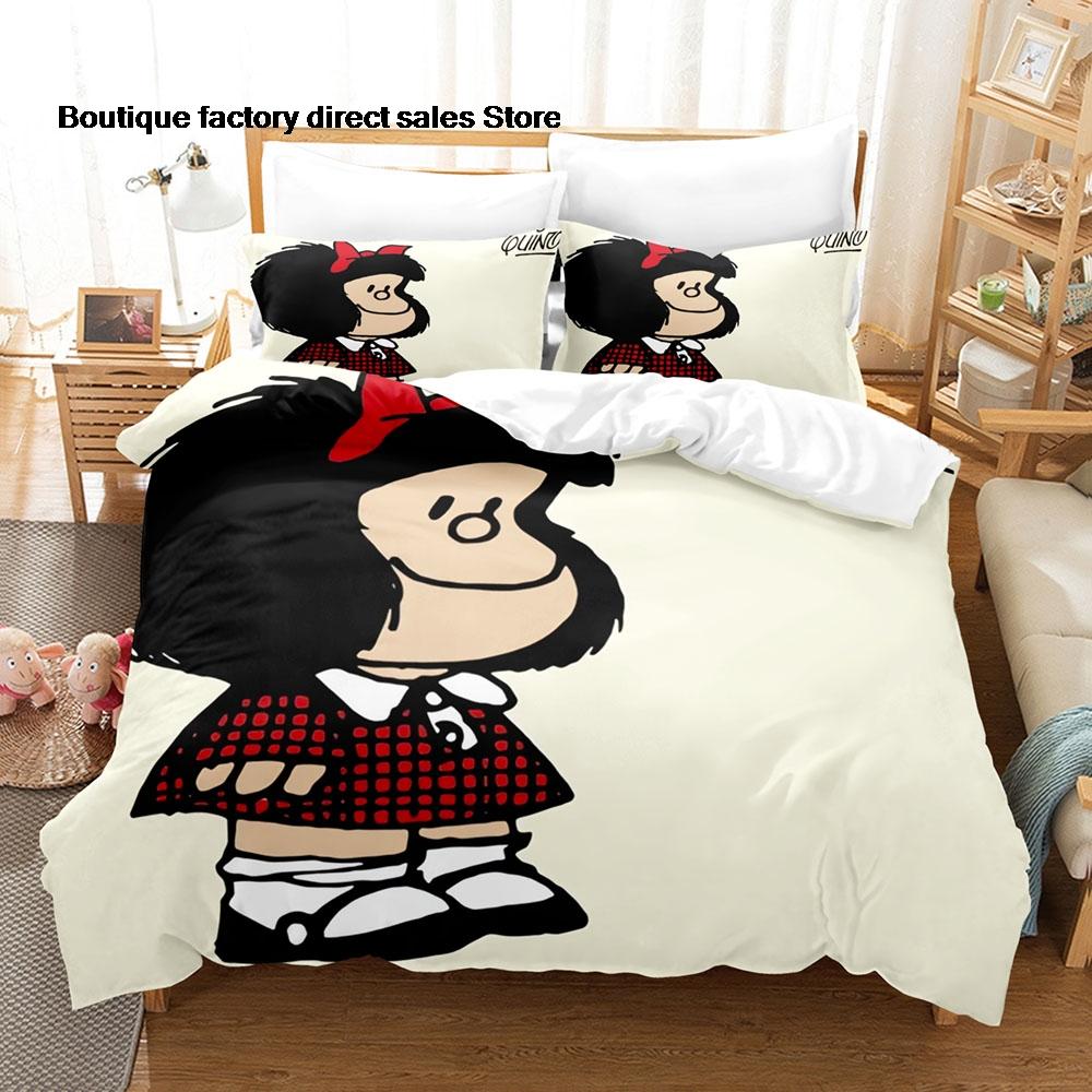 2D Mafalda Bedding Set Single Twin Full Queen King Size Bed Set Kids Bedroom Duvetcover Sets Anime Mafalda Bed