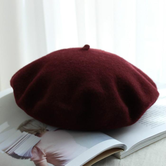 Echte Woll-Baskenmütze Frühling Winter Damen Dame Maler Warmes Gehhut Französischer Künstlerhut Baskenmütze Dame Mädchen Geschenk