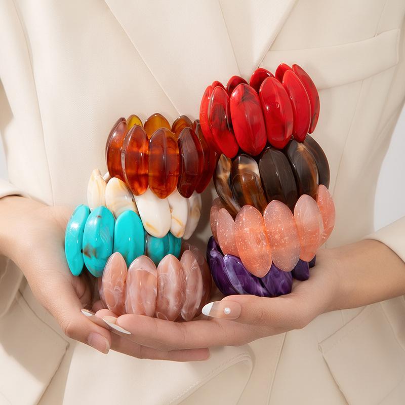 Personalizovaný Spojovaný Elastický Korálkový Náramek Niche Barva Rozmazaný Akrylový Náramek Větrný Náramek