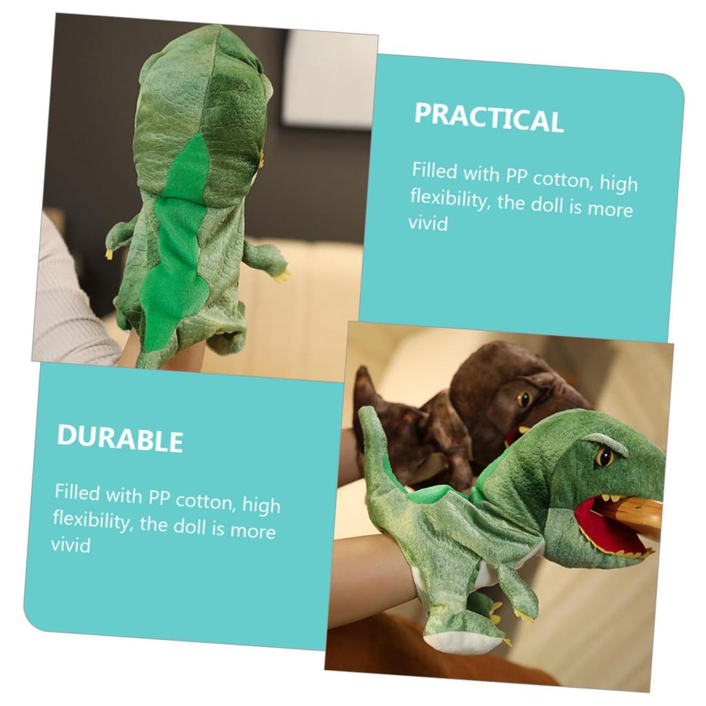 Ledmomo Dinosaur Hand Puppet, Realistic Tyrannosaurus Plush Toy for Fingers, Pretend Play with Openable Mouth, Random Colors