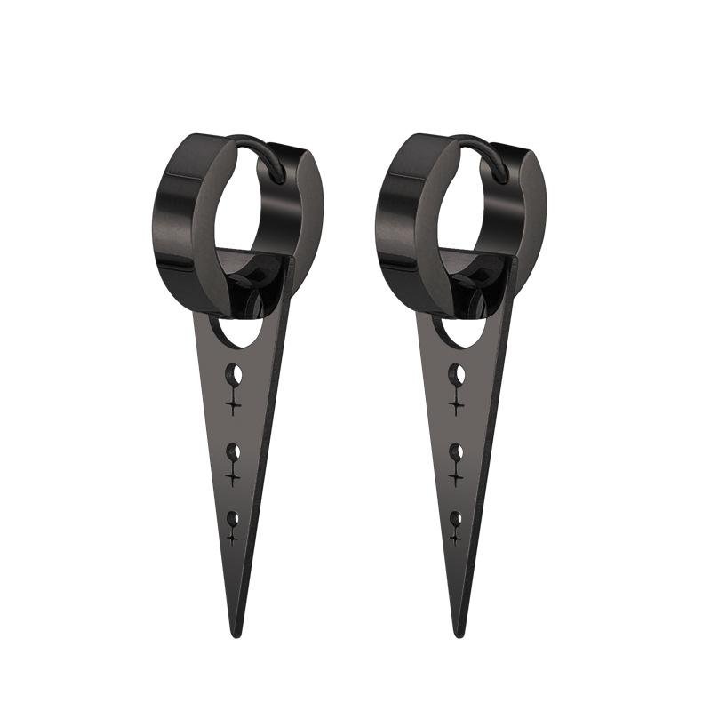 1Pair Silver/Black Titanium Steel Piercing Earring Triangle Geometric Korea Punk Jewelry Men's and Women's Jewelry