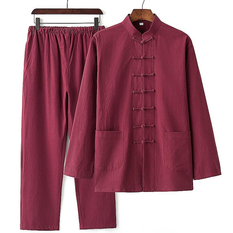 Tang-Anzug Herrenanzug Frühling und Herbst Zweiteiliger Anzug Chinesischer Stil Antikes Kostüm Chinesischer Hanfu Laienanzug