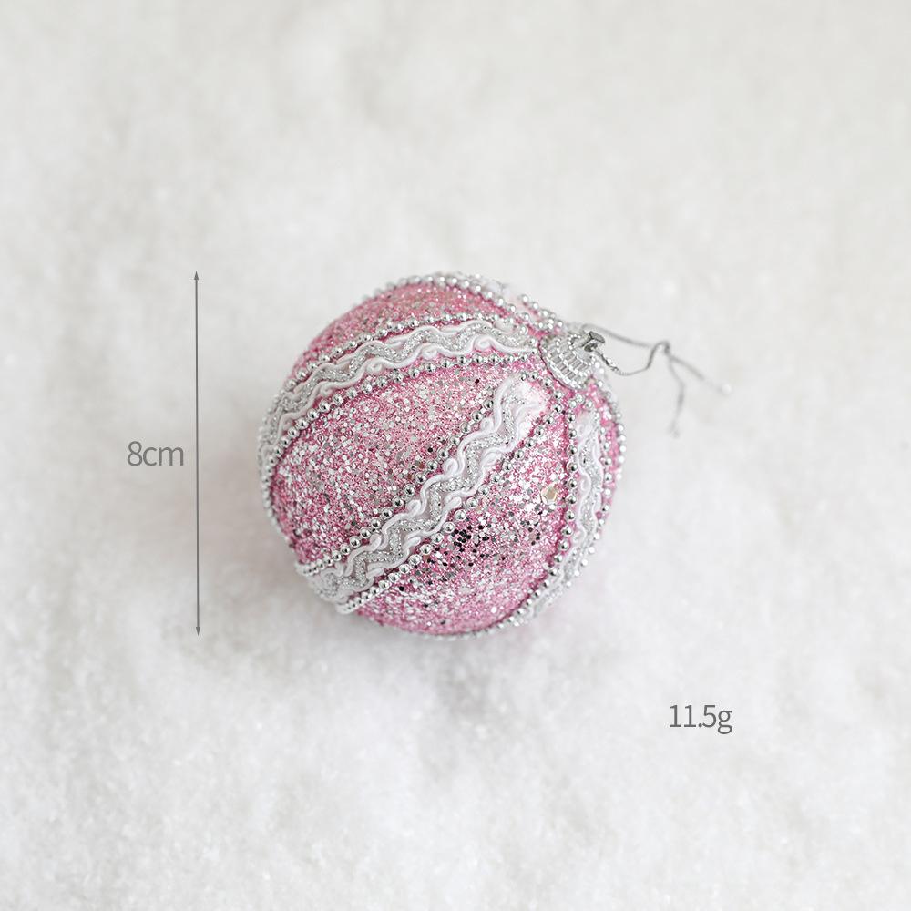 Christmas Tree Ornaments Pink Foam Ball Bow Tree Top Star Xmas Tree Hangings Pendant Party Decorations Supplies 2025 New Year