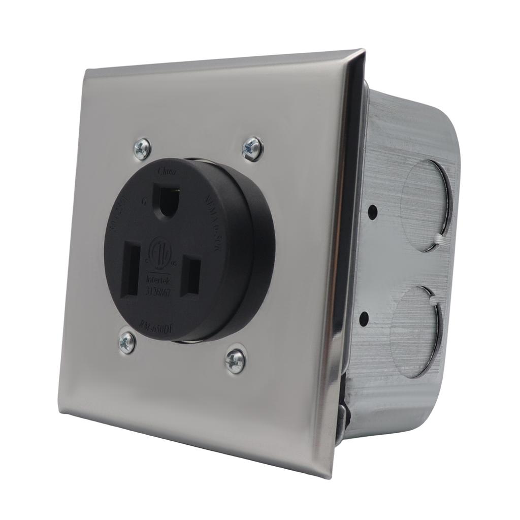 NEMA 6 50R 50A Power Outlet Receptacle, Electrical Socket for Welders, Plasma Cutters, Electric Ranges, Dryers, and