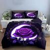 Purple Rose Moon Decor Set Soft Comfortable Duvet Cover Bedding Set Included 1*Duvet Cover & 2*Pillowcases, Gift
