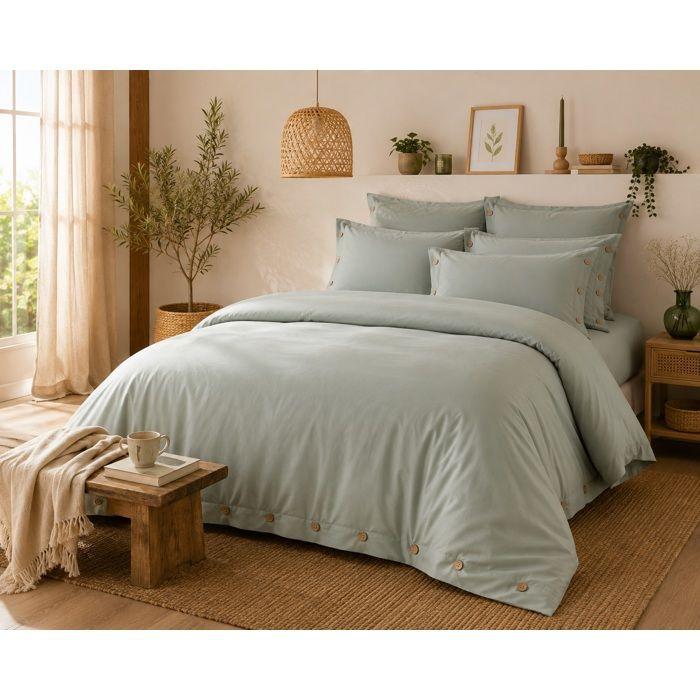 Housse de couette en percale 240 x 260 cm vert celadon Perrine
