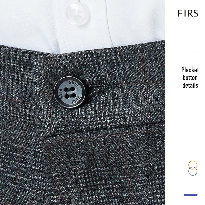 SANSAN Men's Autumn/Winter Wool Blend Plaid Business Casual Straight-Fit Pants