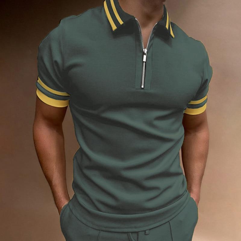 

Мужская рубашка поло повседневная на молнии с коротким рукавом модная повседневная на молнии летняя весенняя рубашка стандартного кроя с 3D-принтом XS зелёный