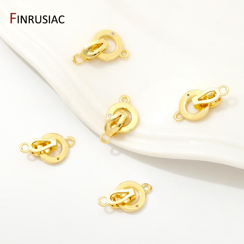18K Gold Plated Brass Inlaid Zircon Pearl End Clasps,Fastener Connector Clasps,Locks For Jewelry,DIY Bracelet Necklace Supplies