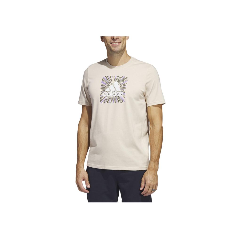 Adidas Round Neck Logo Print Short Sleeve T-Shirt Men Tops Beige IC7788