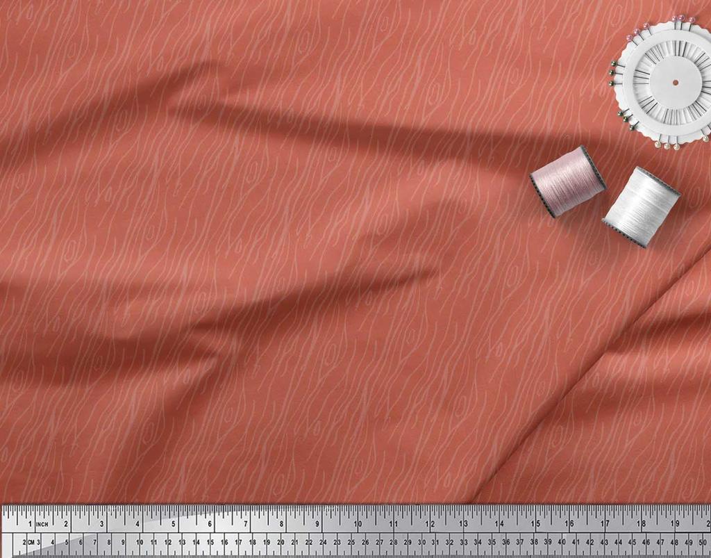 Soimoi Japan Crepe Satin Fabric Wood Grain Texture Fabric Prints By metre 42 Inch