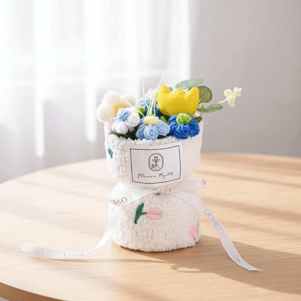 Home Decor Knitted Flower Bouquet Tulip Artificial Flower Bouquet Crochet Flower Bouquet  Festival