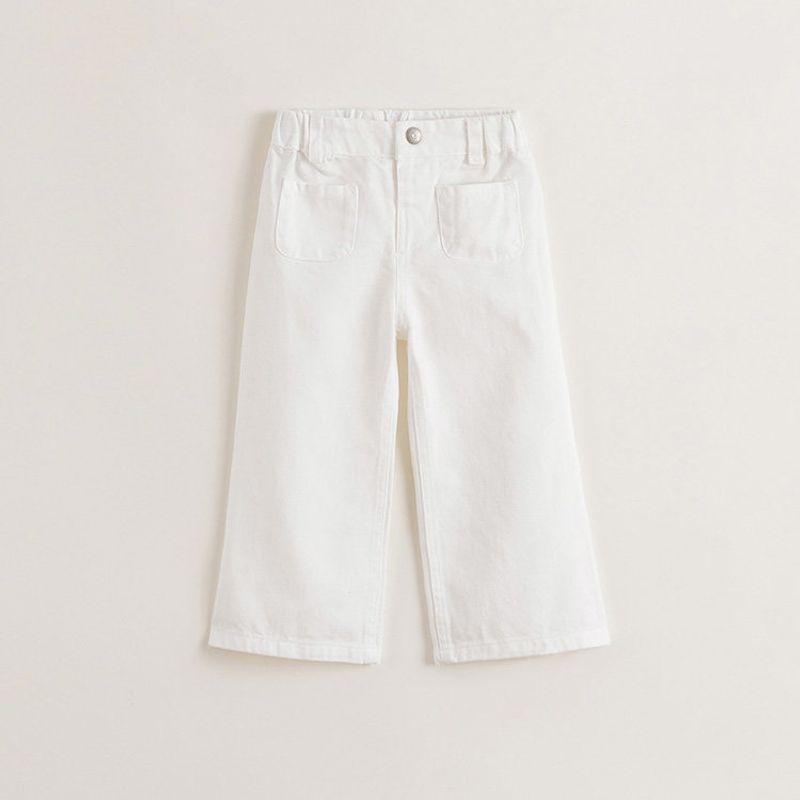 Mark Jenny Girls  Retro Flared Pure Cotton Jeans Children s Pants Spring and Autumn Style 241820 raw white 100