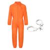 Halloween Prisoner Cosplay Jumpsuit with Manacle Halloween Unisex Children Adult Role Play Outfit Long Sleeves Lapel